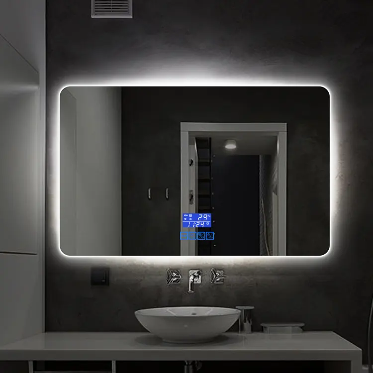 Oglinda Decorativa De Baie Dreptunghi LED Cu Cadru Solid